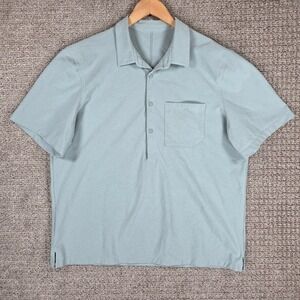 Lululemon Street Lite Popover Mens Short Sleeve Polo Shirt Light Blue Size XL